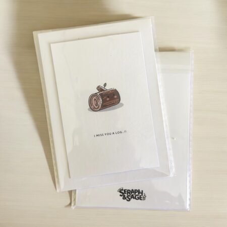 I Miss You a Log – Fun Puns Note Card (Blank Inside)